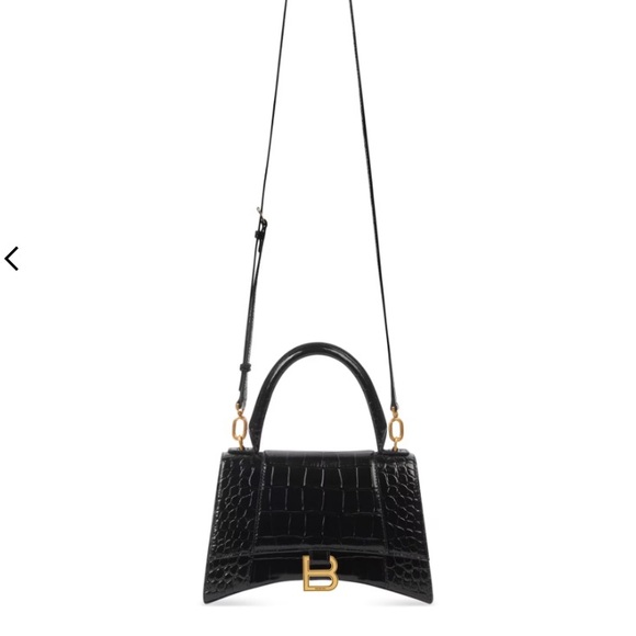 PRE-LOVED* BALENCIAGA HOURGLASS XS CROC EMBOSSED LEATHER TOP HANDLE SATCHEL - Picture 12 of 12